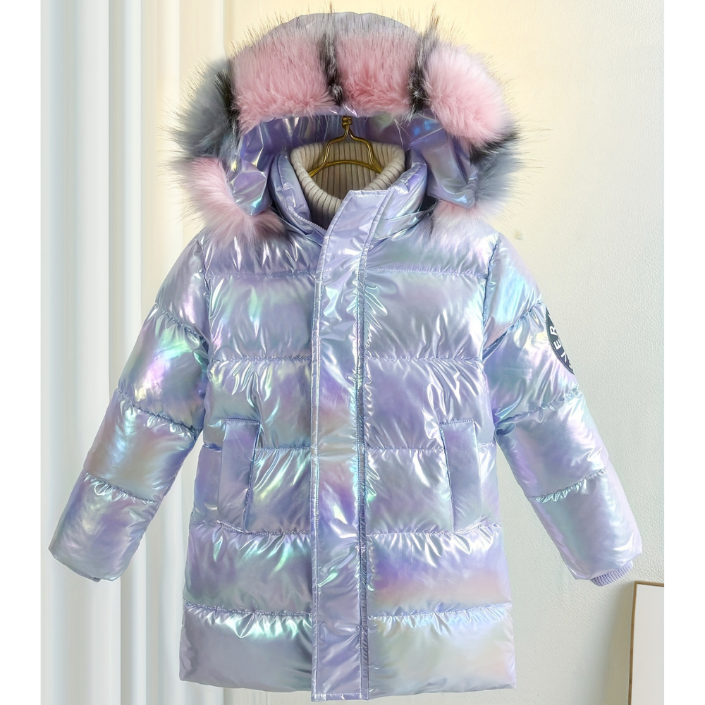 Flora - Mädchen Jacke Metallic Lila & Mit Kapuze