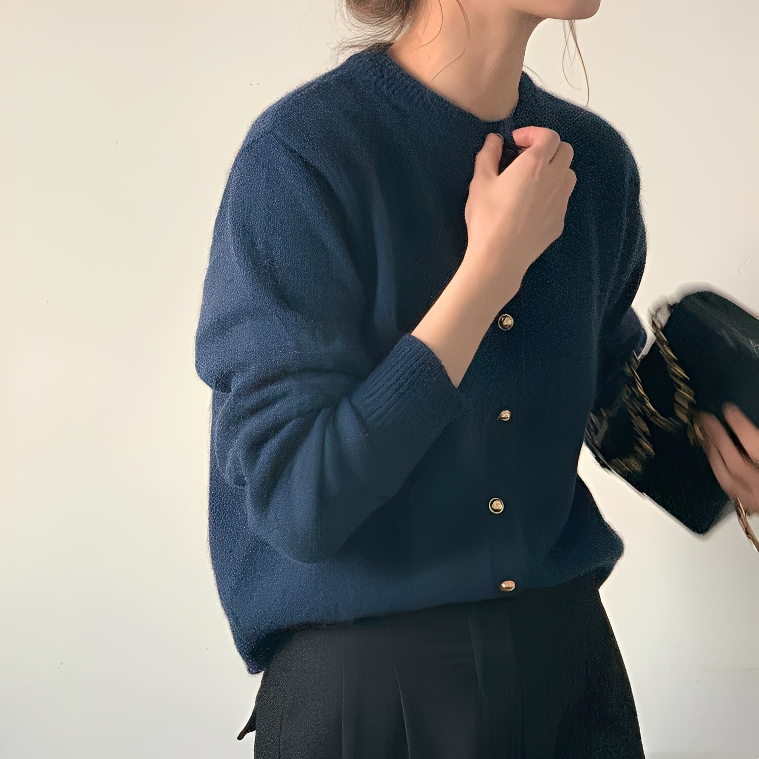 Eva – Lässiger Pullover-Mantel mit Rundhals