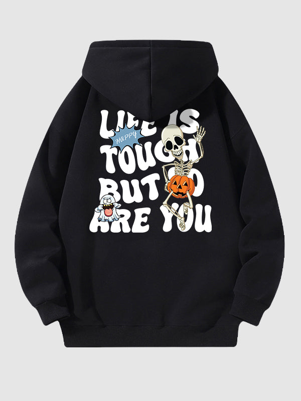 Iyan - Herren Hoodie mit Kürbis-Buchstaben-Print für Halloween