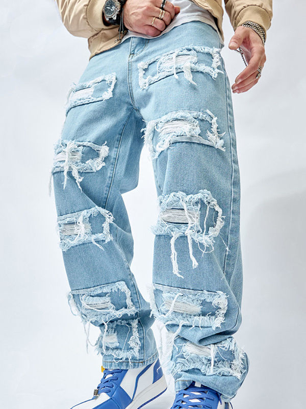 Daved - Patchwork Used Look Denim Jeans