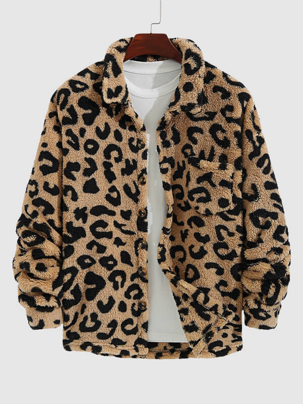 Alice - Leopard Flauschige Faux Fur-Jacke