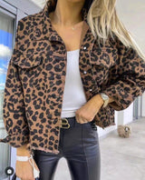 BrownLeopard - Denim-Jacke mit Leopardenmuster