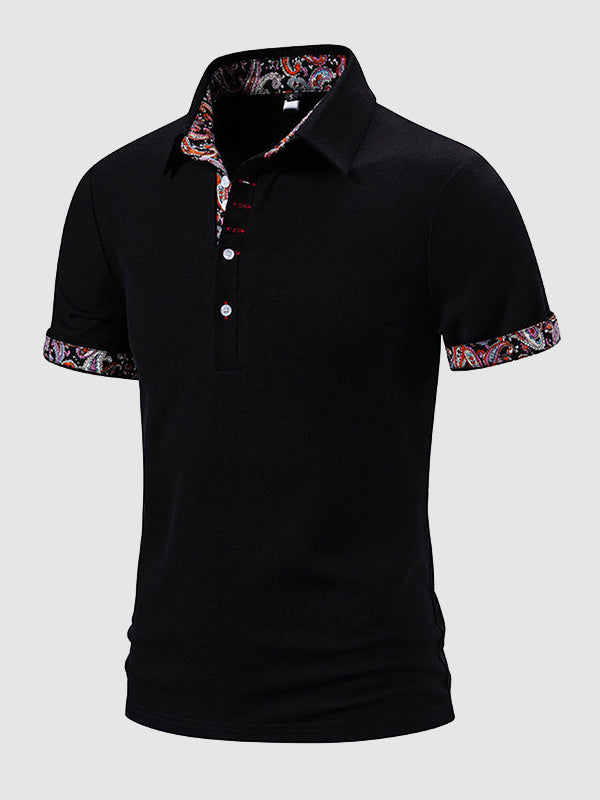 Claude - Paisley Farbschnitt Kurzarm Polo