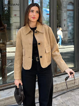 KARLY - Beige Lederjacke