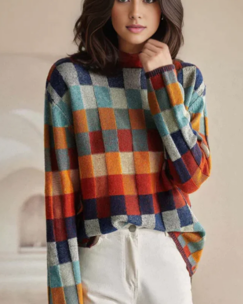 MADI - Luxe Patchwork Rollkragenpullover