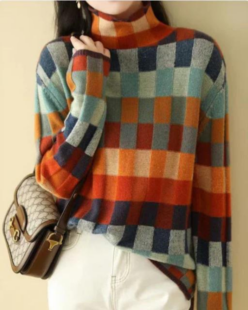 MADI - Luxe Patchwork Rollkragenpullover