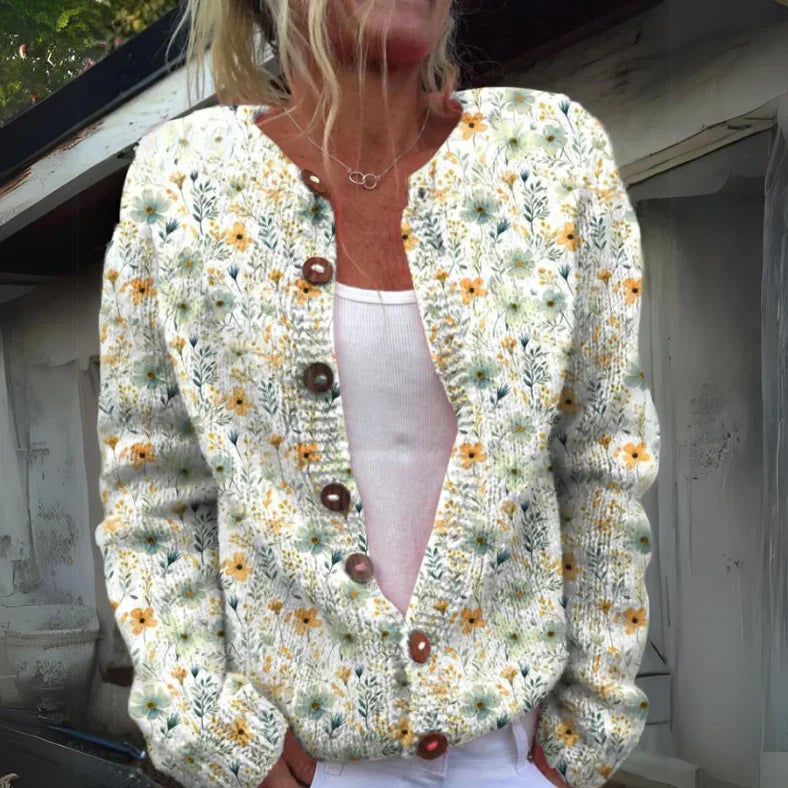 Birte - Strickjacke mit Blumenmuster