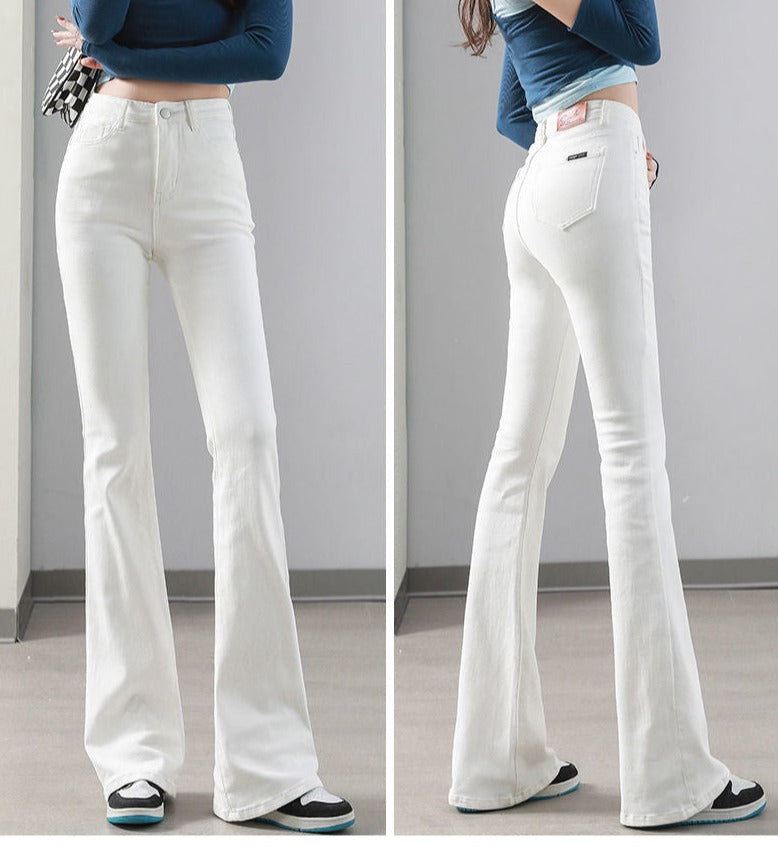 FrostFlair - Glockenhose Skinny White Pants