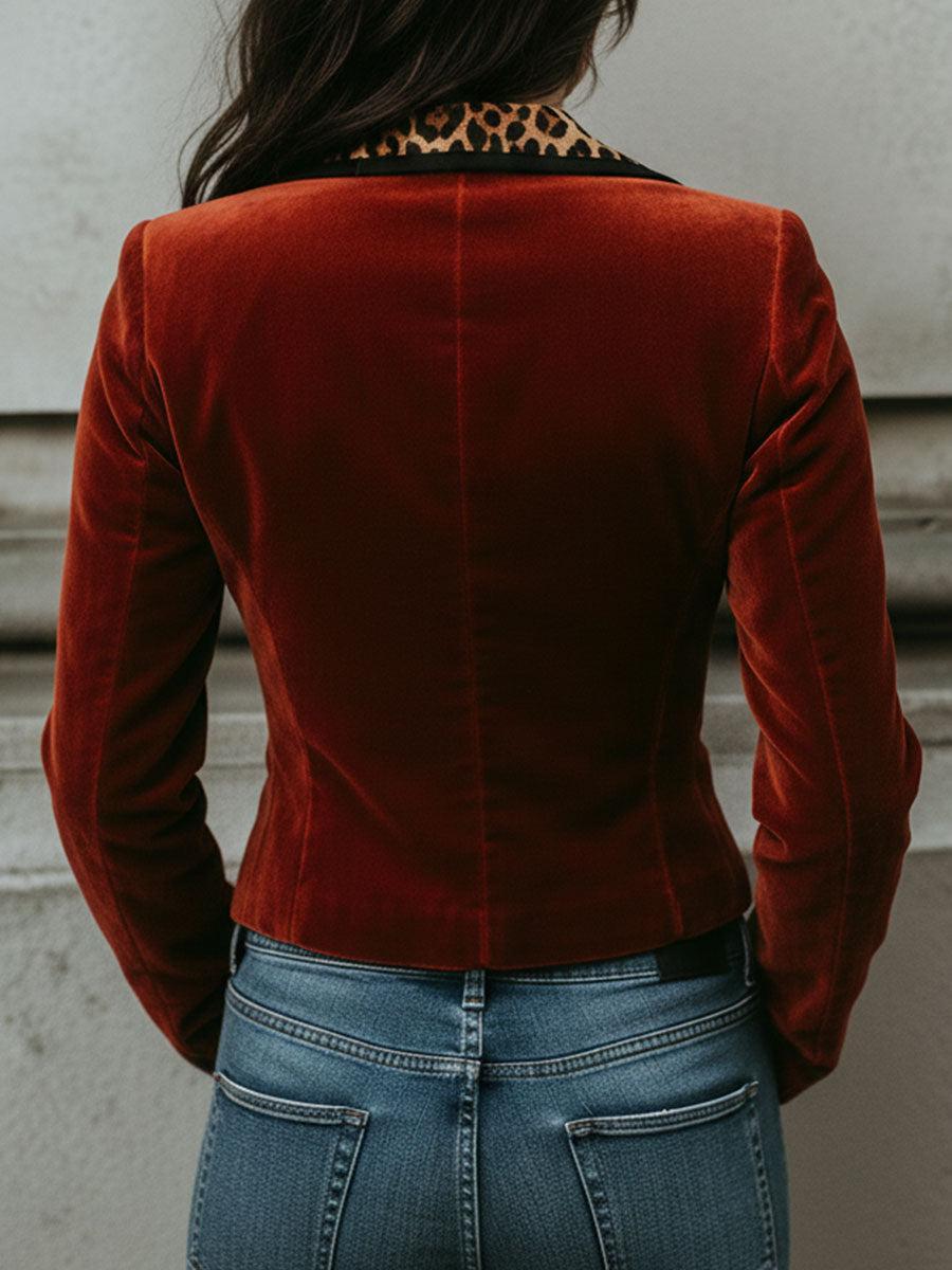 Hedwig – Blazer in Burgunderrot mit Leopardenmuster für Damen