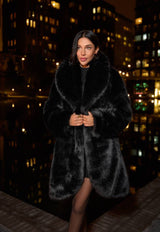 Variera NOUR Black Faux Fur Coat