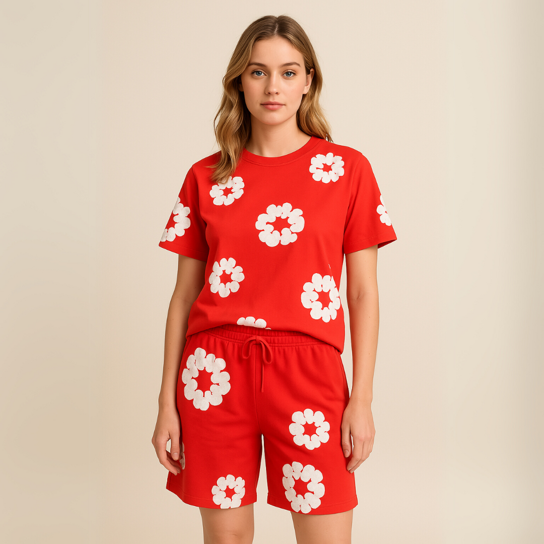 Hildegard – Unisex T-Shirt & Shorts Set aus Baumwolle