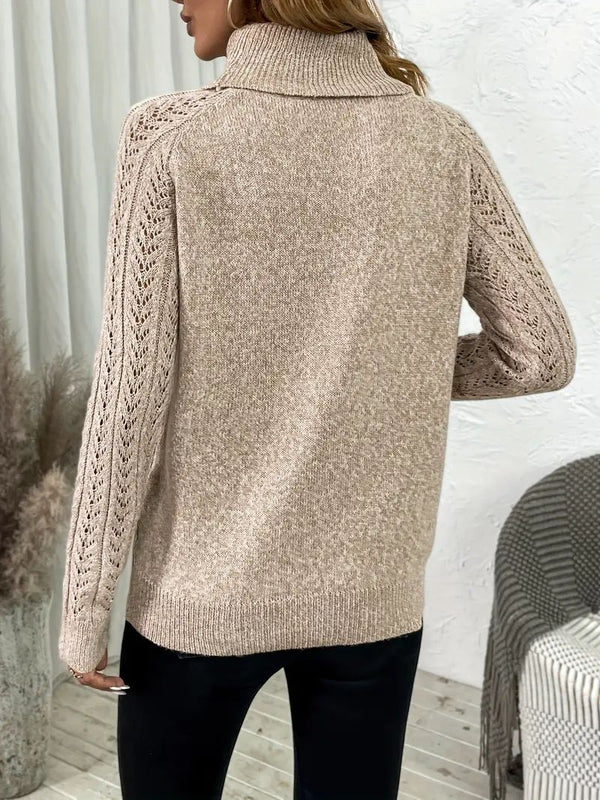 Rollkragenpullover mit Zopfmuster