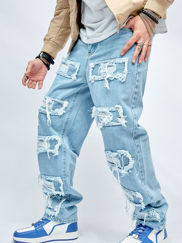 Daved - Patchwork Used Look Denim Jeans