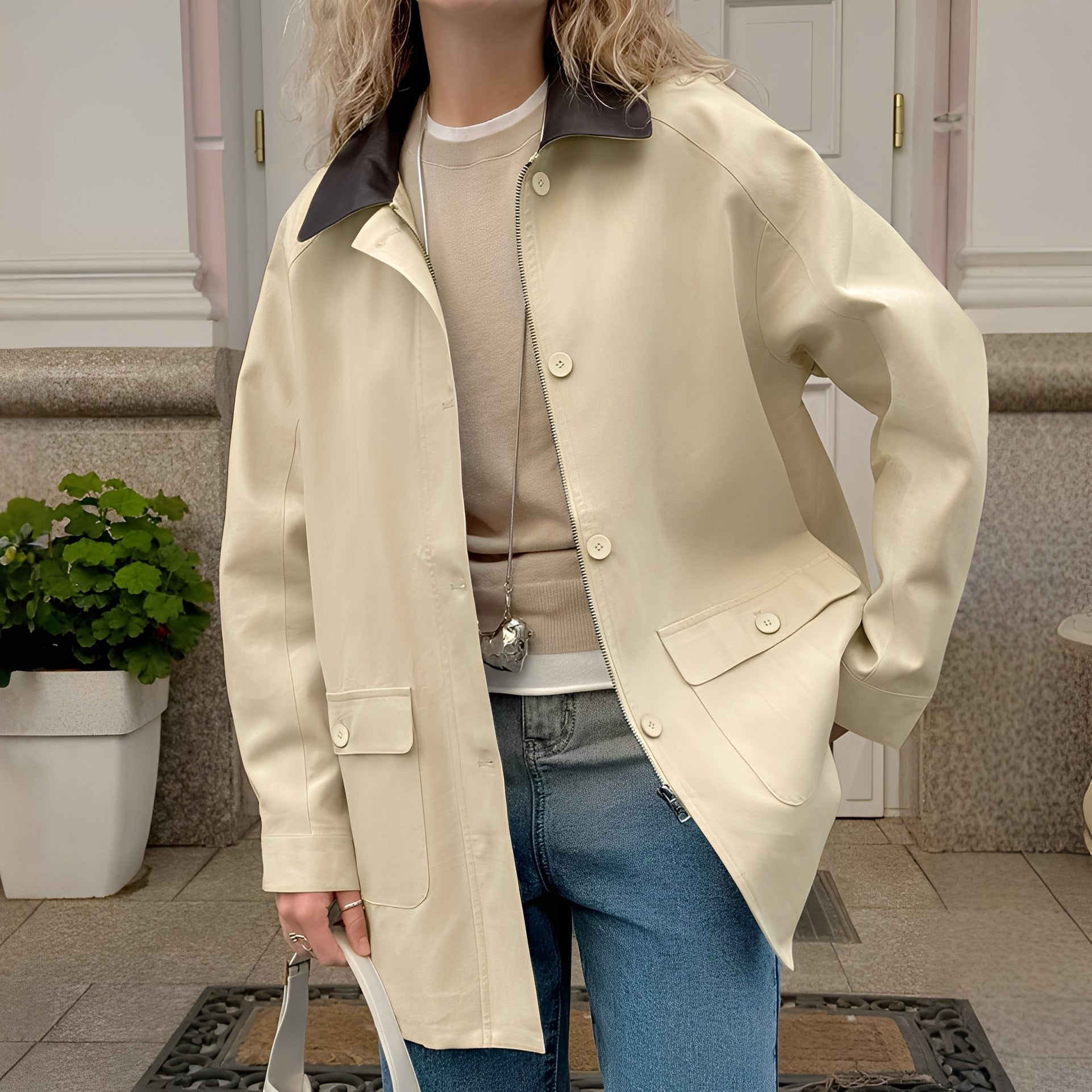 Eva - Schicke Damenjacke Locker mit Polokragen