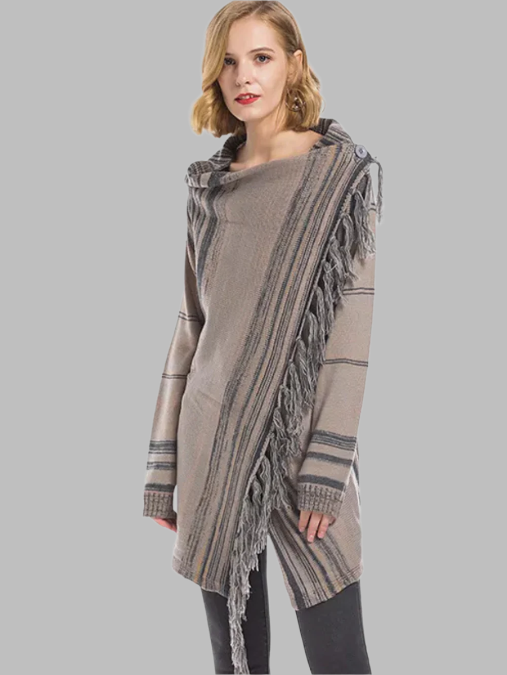 Samira – Cardigan-Wickeljacke mit Streifen und Quasten