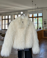 Dimpe - Ivory Faux Fur Jacket