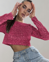 Blaire - Glitzerndes Pailletten Crop Top für Damen