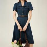 Amandy - Kurzarm Denim Kleid