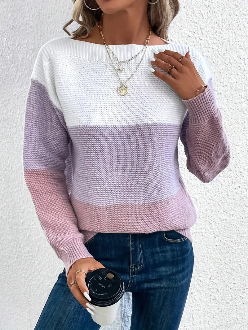 Stella – Pullover Mit Farbblock Und Rundhalsausschnitt