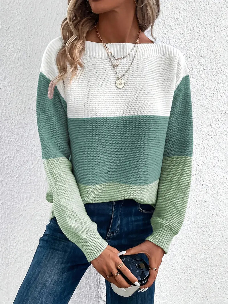 Stella – Pullover Mit Farbblock Und Rundhalsausschnitt