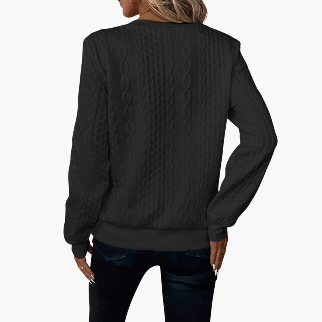 Adela – Damen Pullover mit Reißverschluss & Zopfmuster