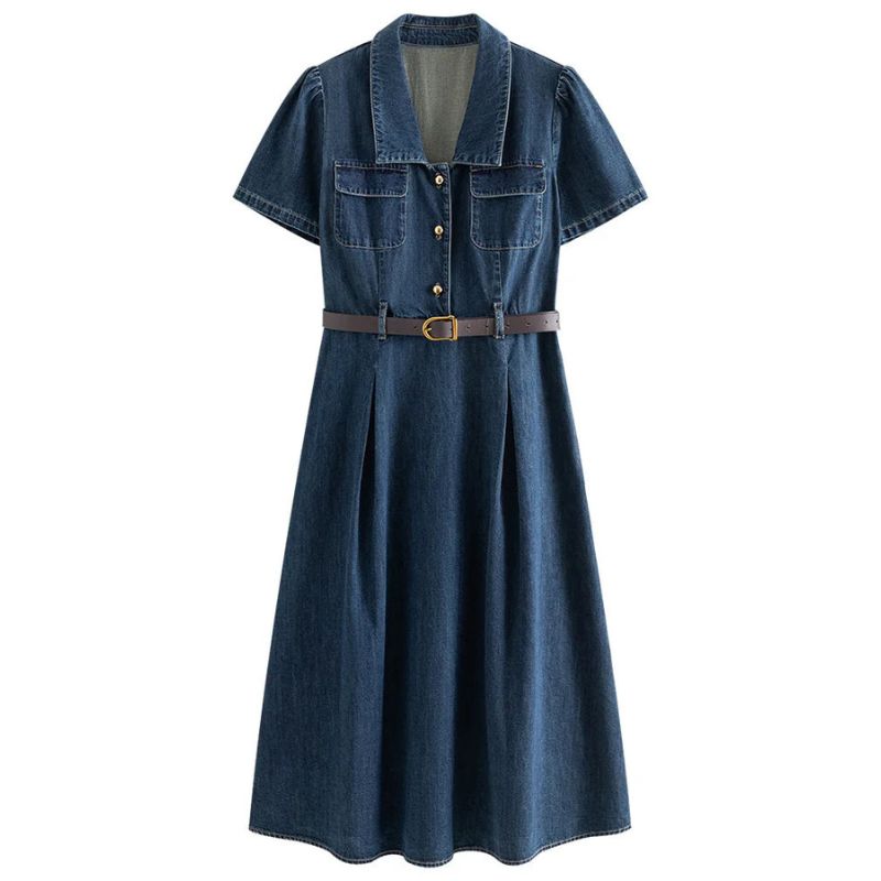 Amandy - Kurzarm Denim Kleid