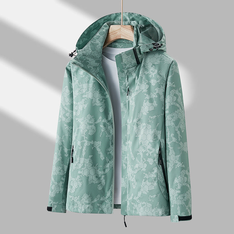 Elias – Unisex-Windjacke mit Kapuze und Aufdruck