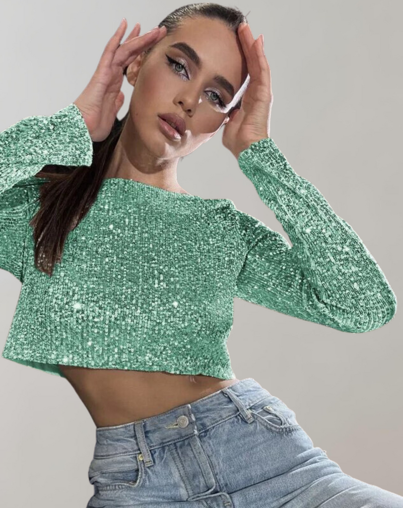 Blaire - Glitzerndes Pailletten Crop Top für Damen