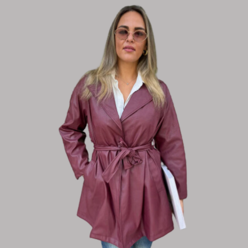 Orphelia - Öko-Leder-Trenchcoat mit Taillengürtel