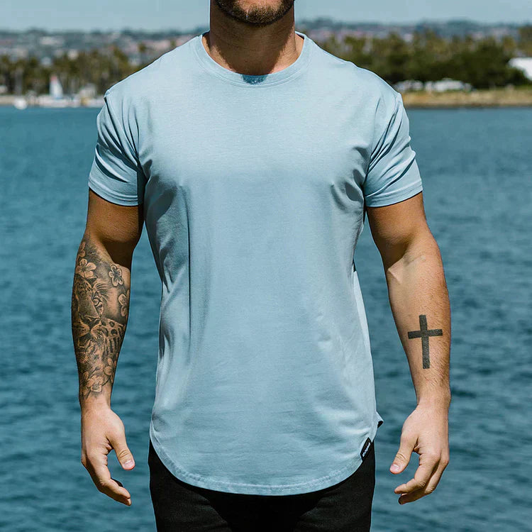 Gabriel – Basic T-Shirt Herren Sommer Drop Cut Rundhals
