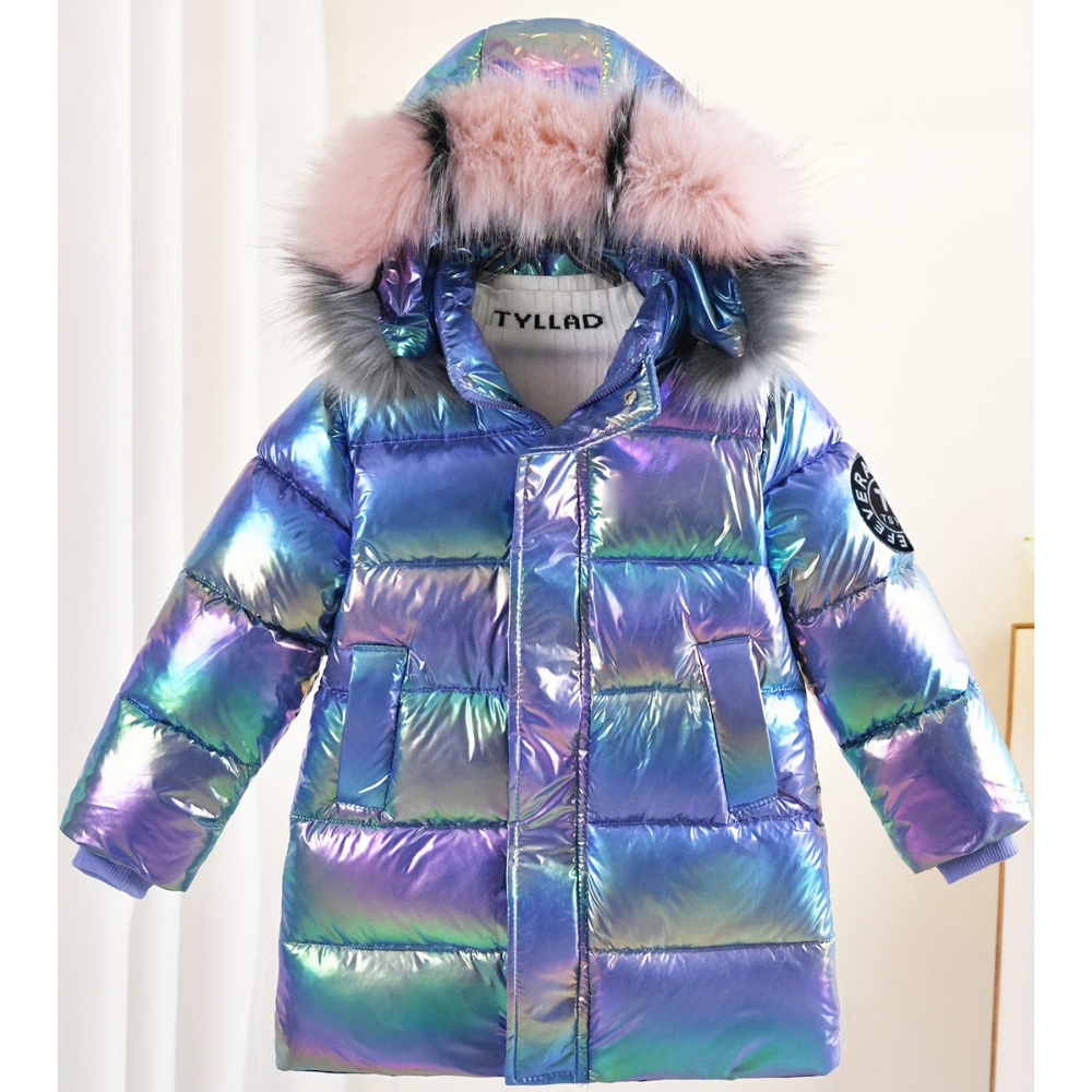 Flora - Mädchen Jacke Metallic Lila & Mit Kapuze