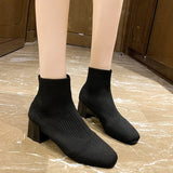 KnitFashion - Stretch Sock Boots Quadratischer Absatz