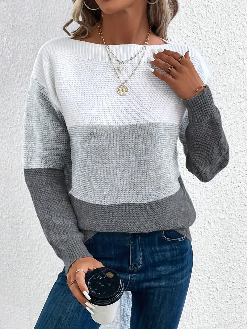 Stella – Pullover Mit Farbblock Und Rundhalsausschnitt