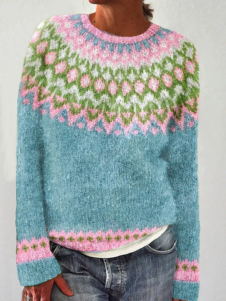 Manila - pinkgrüner Herbstpullover