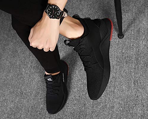 Knuth - Leichte schwarze Herren-Sneaker mit roter Sohle