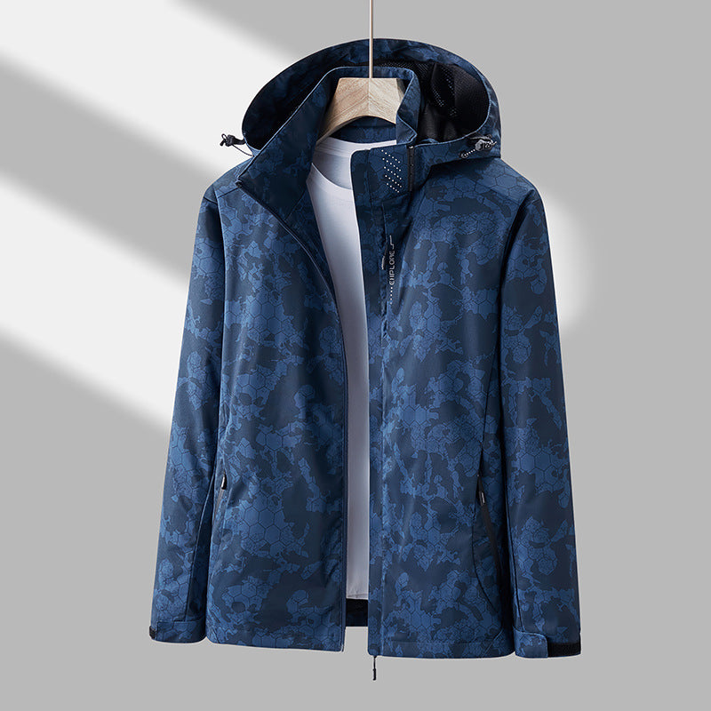 Elias – Unisex-Windjacke mit Kapuze und Aufdruck