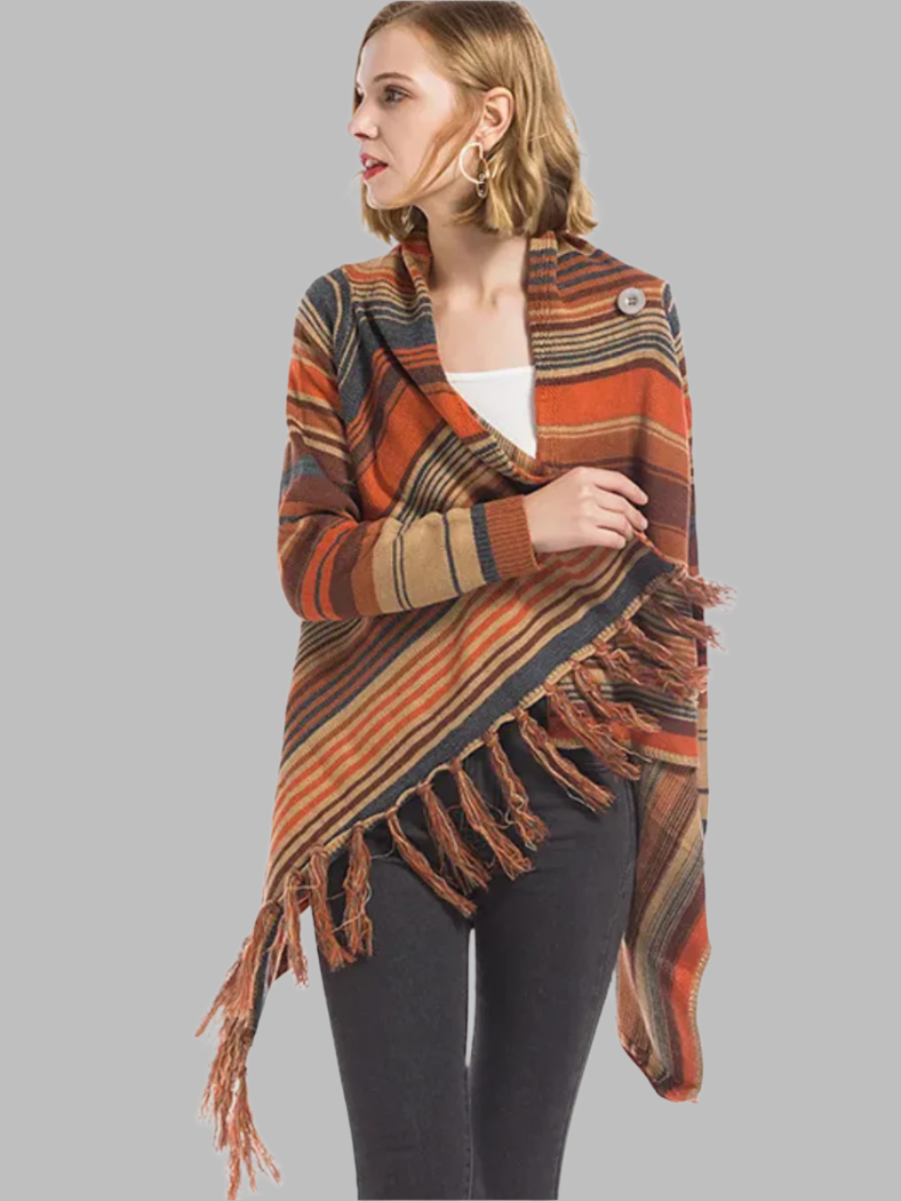 Samira – Cardigan-Wickeljacke mit Streifen und Quasten