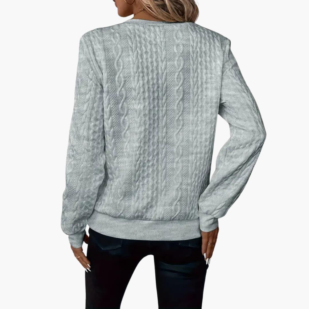 Adela – Damen Pullover mit Reißverschluss & Zopfmuster