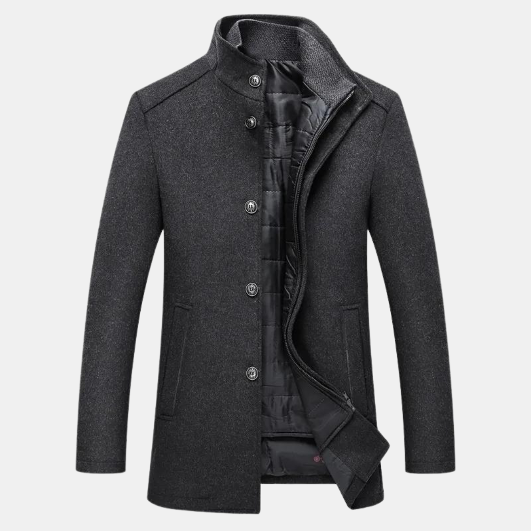 Oskar – Eleganter Mantel Mit Stehkragen Für Herren