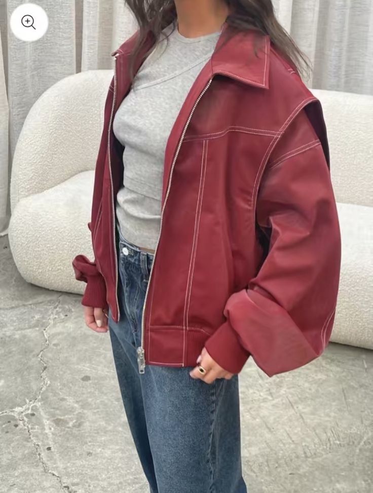 Faye -Oversized Lederjacke