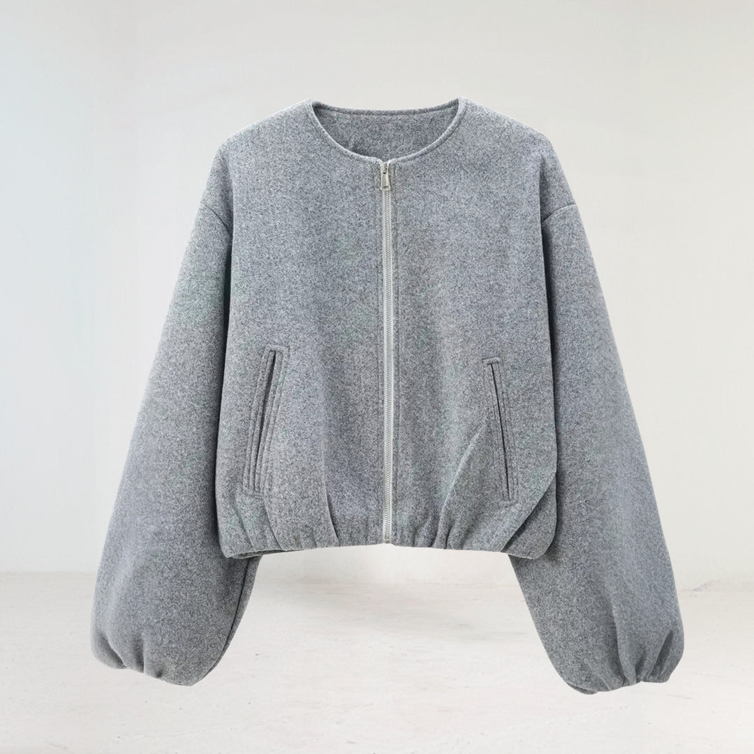 Melina - Cropped Damen Übergangsjacke Ballonärmel Modern