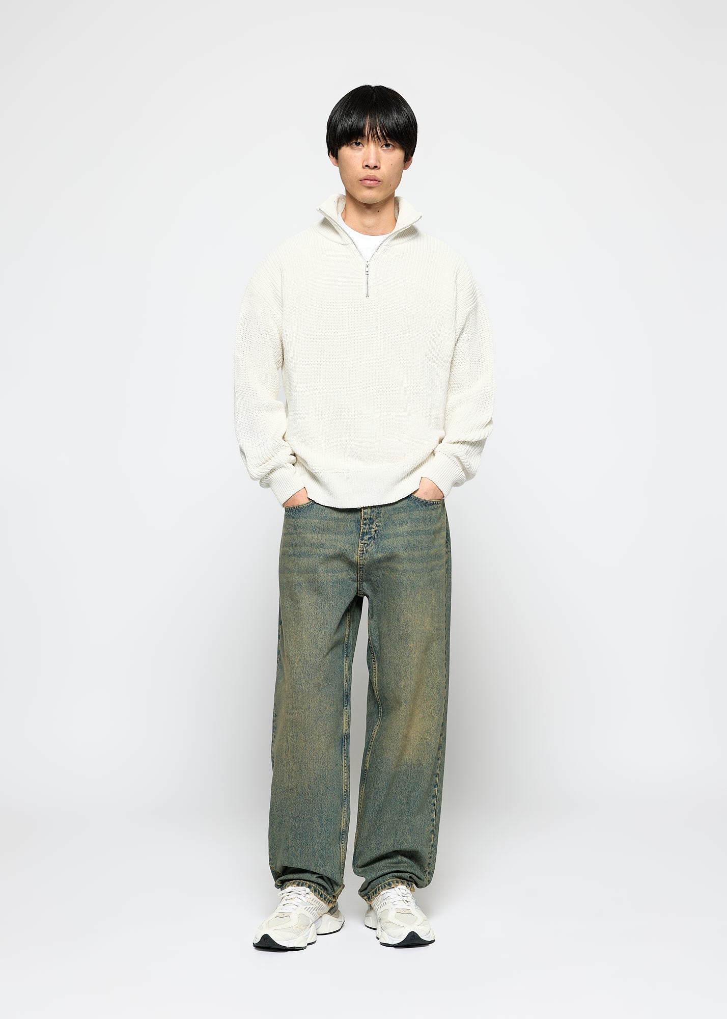 Erik - Chunky Knit Herren Pullover Mit Half-Zip Design