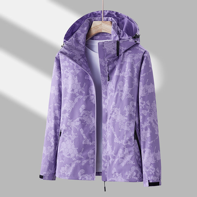 Elias – Unisex-Windjacke mit Kapuze und Aufdruck