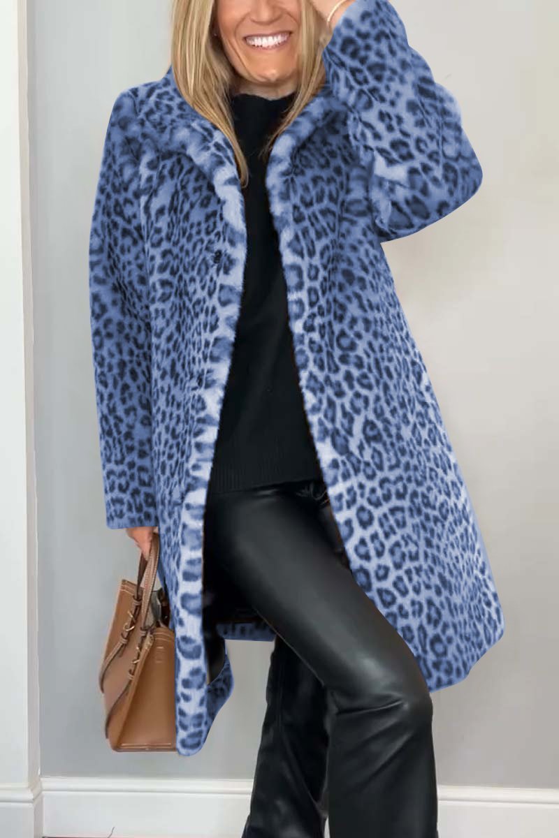 Mia - Modischer Wintermantel aus Kunstfell mit Leoparden-Revers