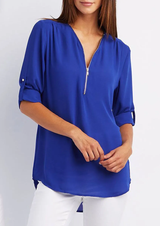 Melanie - Langärmelige Chiffonbluse mit Zipper