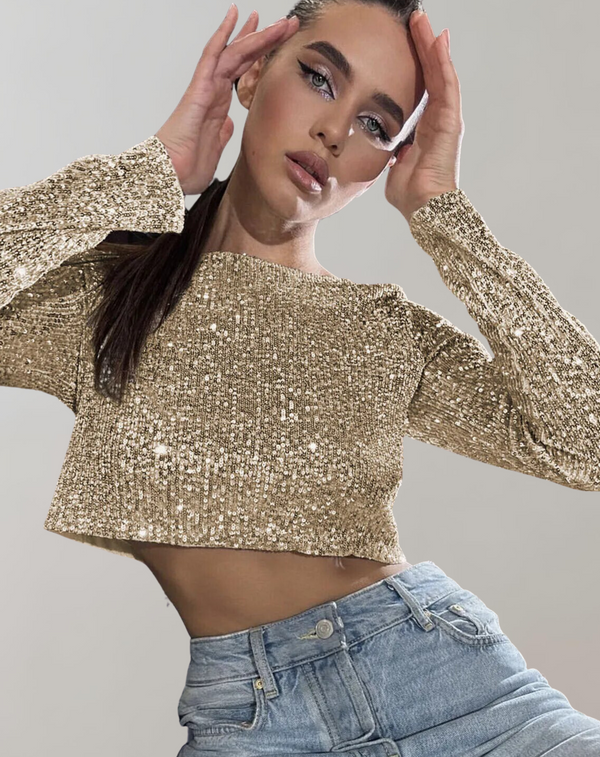 Blaire - Glitzerndes Pailletten Crop Top für Damen