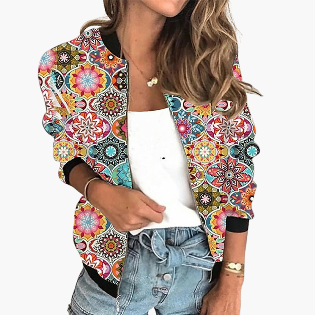 Meike – Stylische Damen-Bomberjacke mit Blumenmuster