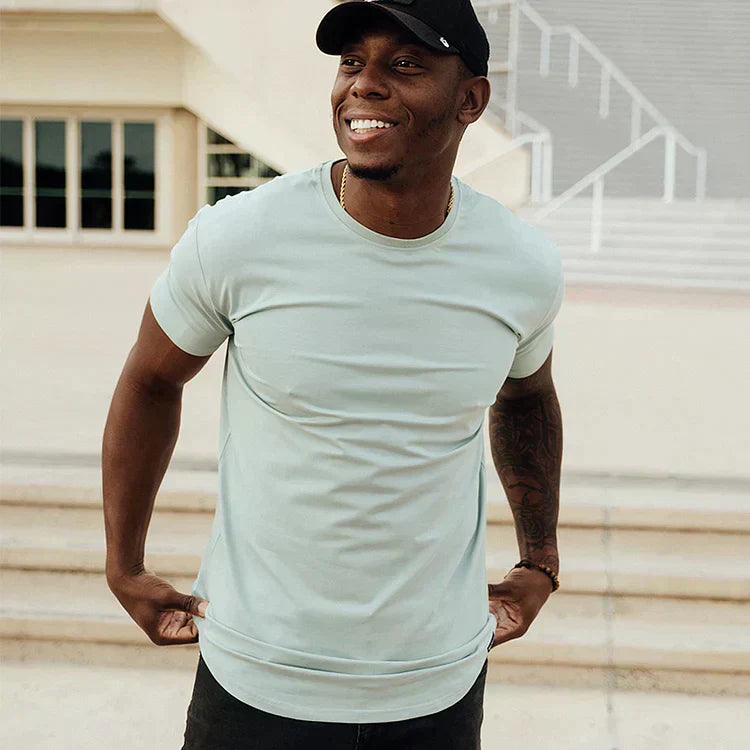 Gabriel – Basic T-Shirt Herren Sommer Drop Cut Rundhals