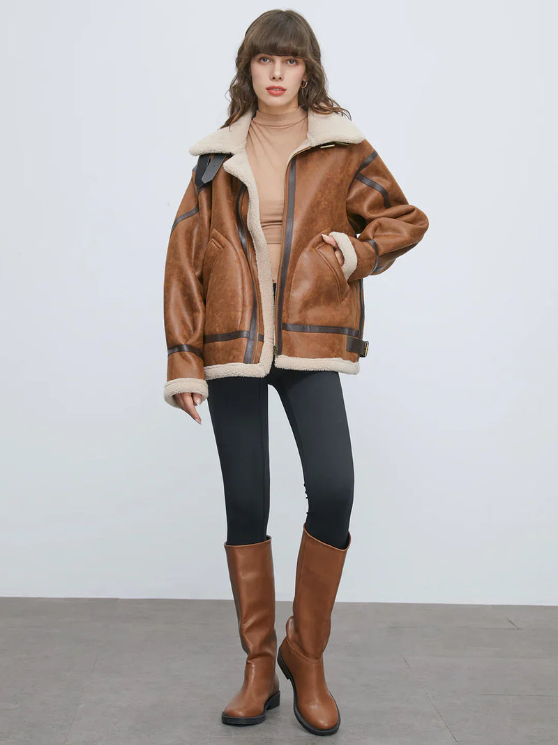 Faux Sheepskin Suede Jacket