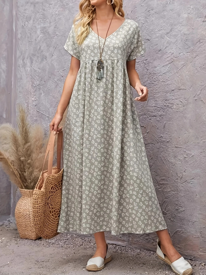 Lunnas - Schickes V-Ausschnitt Sommerkleid